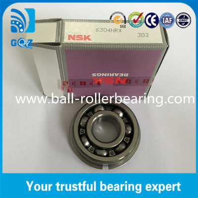Grease Lubrication NSK 6304NR Deep Groove Ball Bearing with Snap Ring Open type