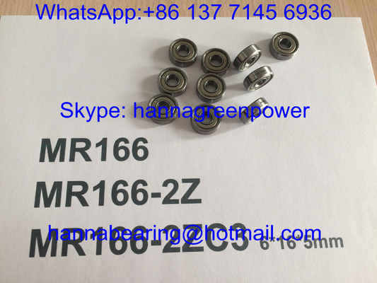 MR166ZZ / MR166-2ZC3 / MR166Z Deep Groove Ball Bearings with Metal Shields , 6*16*5mm