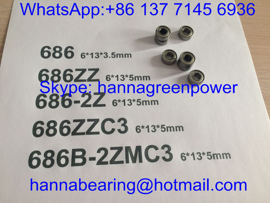 buy 686B-2ZMC3 / 686-2ZC3 / 686ZZ Miniature Deep Groove Ball Bearing with Metal Shield , 6*13*5mm online manufacture