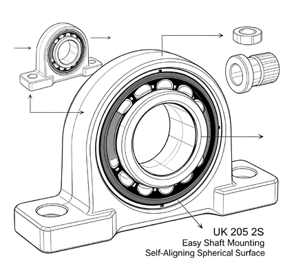 Buy GQZ LN204-2F Spherical Outer Insert Ball Bearing Double 2F Labyrinth Seal online manufacture