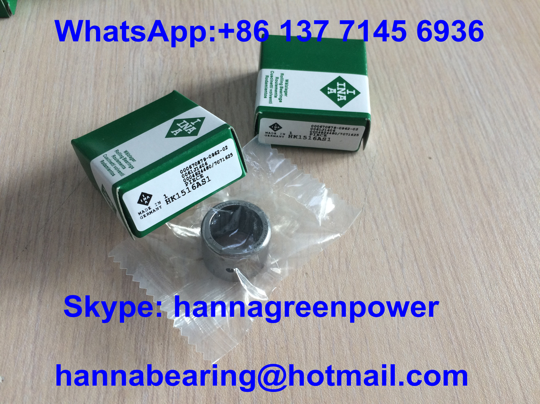 HK1516AS1 Open End Drawn Cup Metric Needle Bearings With Lubrication Hole 15x21x16mm