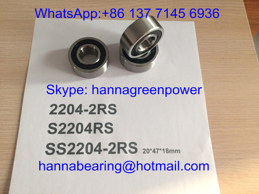 SS2204-2RS / S2204RS / 2204- TVH Stainless Steel Self - aligning Ball Bearing with Rubber Seal , 20*47*18mm