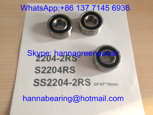 SS2204-2RS / S2204RS / 2204- TVH Stainless Steel Self - aligning Ball Bearing with Rubber Seal , 20*47*18mm