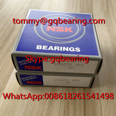 Japan Origin Gcr15 Steel Material NSK 6816ZZCM Thin Wall Deep Groove Ball Bearing 80 x 100 x 10 mm